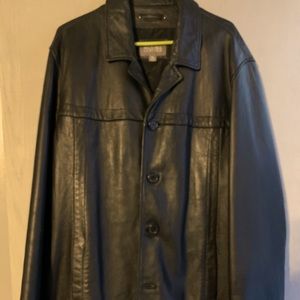 Men’s Wilson black leather coat XL button down